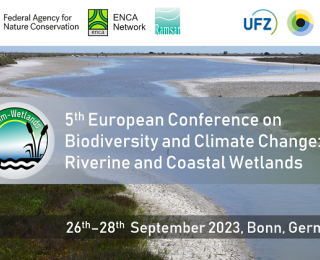 Conference banner of the 5th European Conference on Biodiversity and Climate Change: Riverine and Coastal Wetlands, taking place on September 26-28 in Bonn, Germany